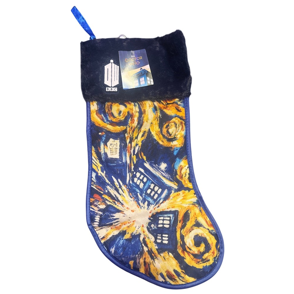 NEW Doctor Who BBC Van Gogh TARDIS Christmas Stocking Plush Cuff